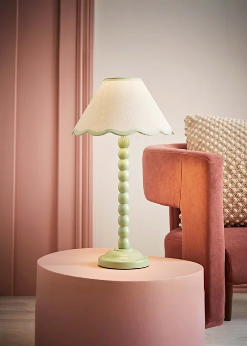 ValueLights Bobbles Painted Green Table Lamp with Small Tapered Shade - One Size Image 1