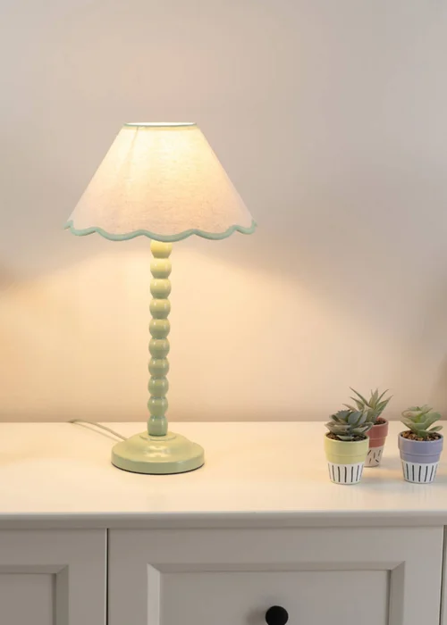 ValueLights Bobbles Painted Green Table Lamp with Small Tapered Shade - One Size Image 3