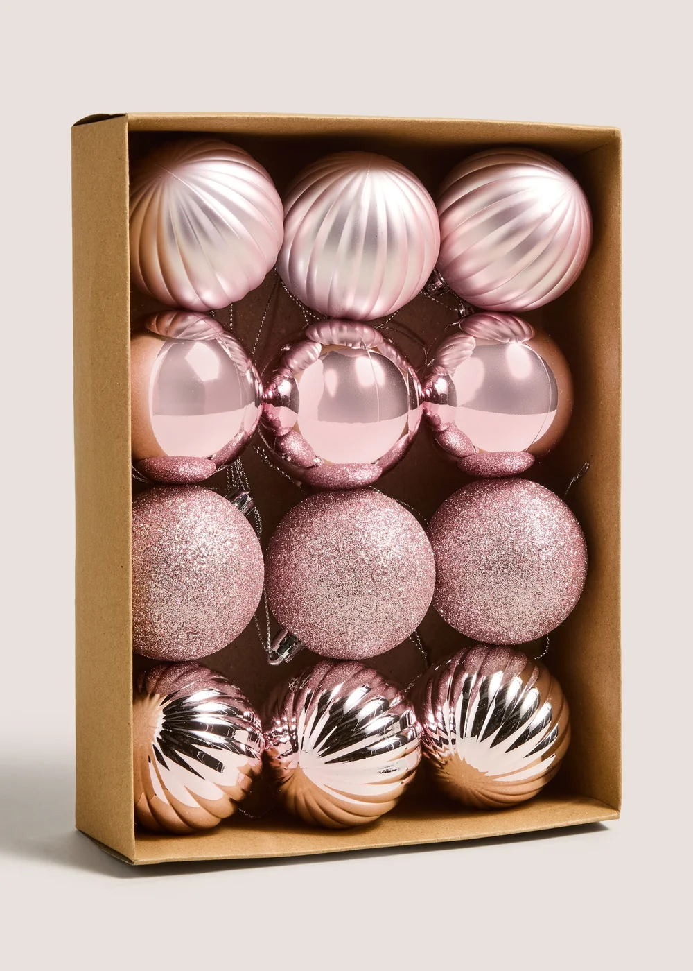12 Pack Pink Baubles Image 1