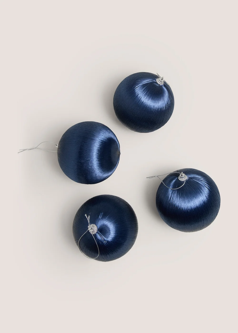 4 Pack Navy Satin Baubles Image 1