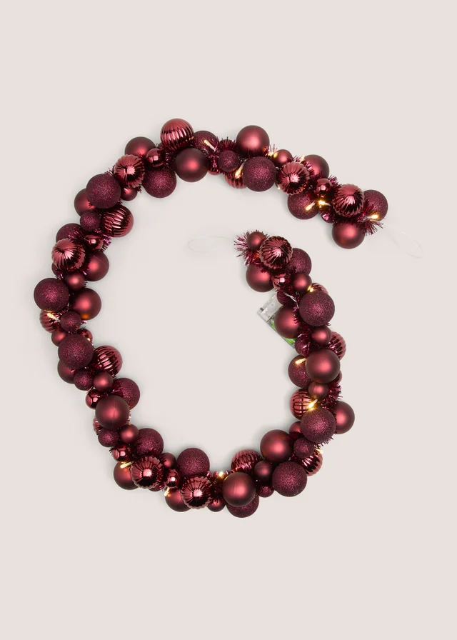 Burgundy Pre Lit Bauble Garland
