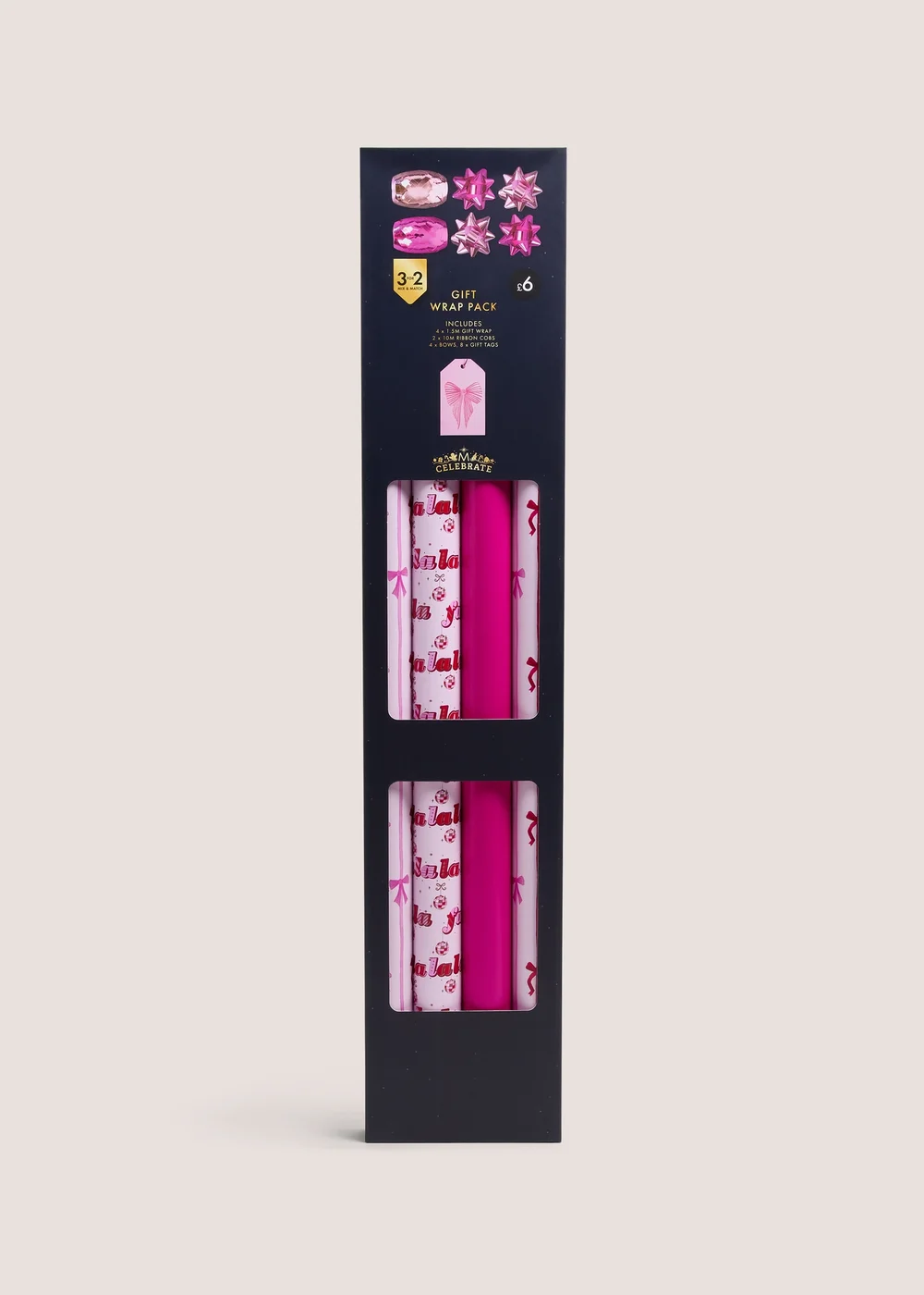 Pink Gift Wrap & Bow Pack Image 1