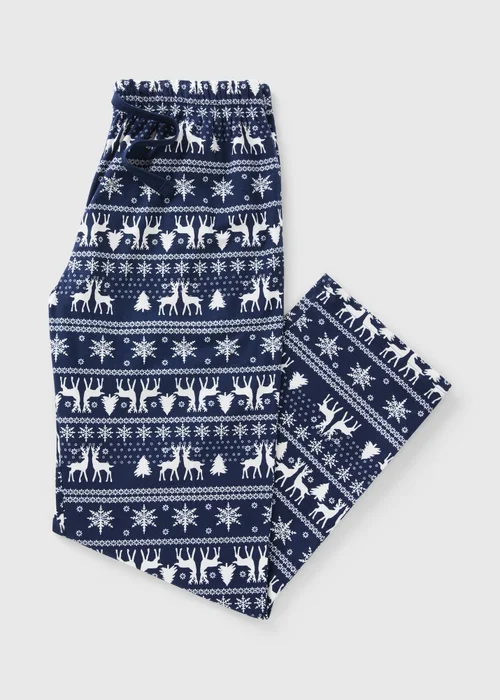 Navy Fairisle Pyjama Bottoms - Large Image 3