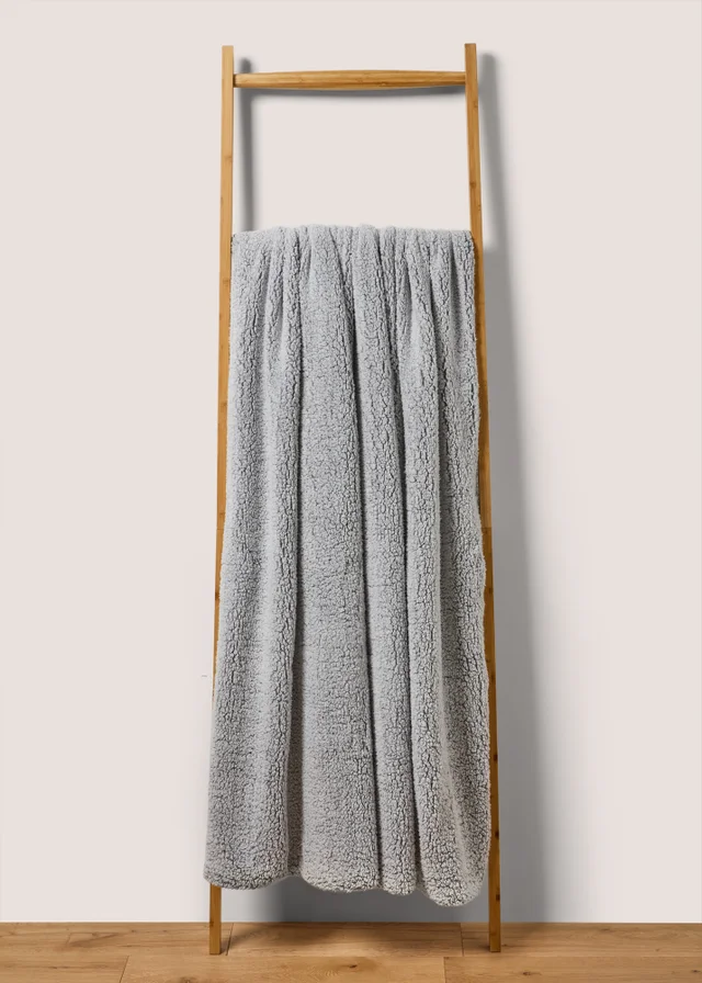 Grey Double Sided Sherpa Throw