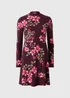Burgundy Large Floral Mini Dress - 28 Image 2