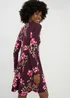 Burgundy Large Floral Mini Dress - 28 Image 1