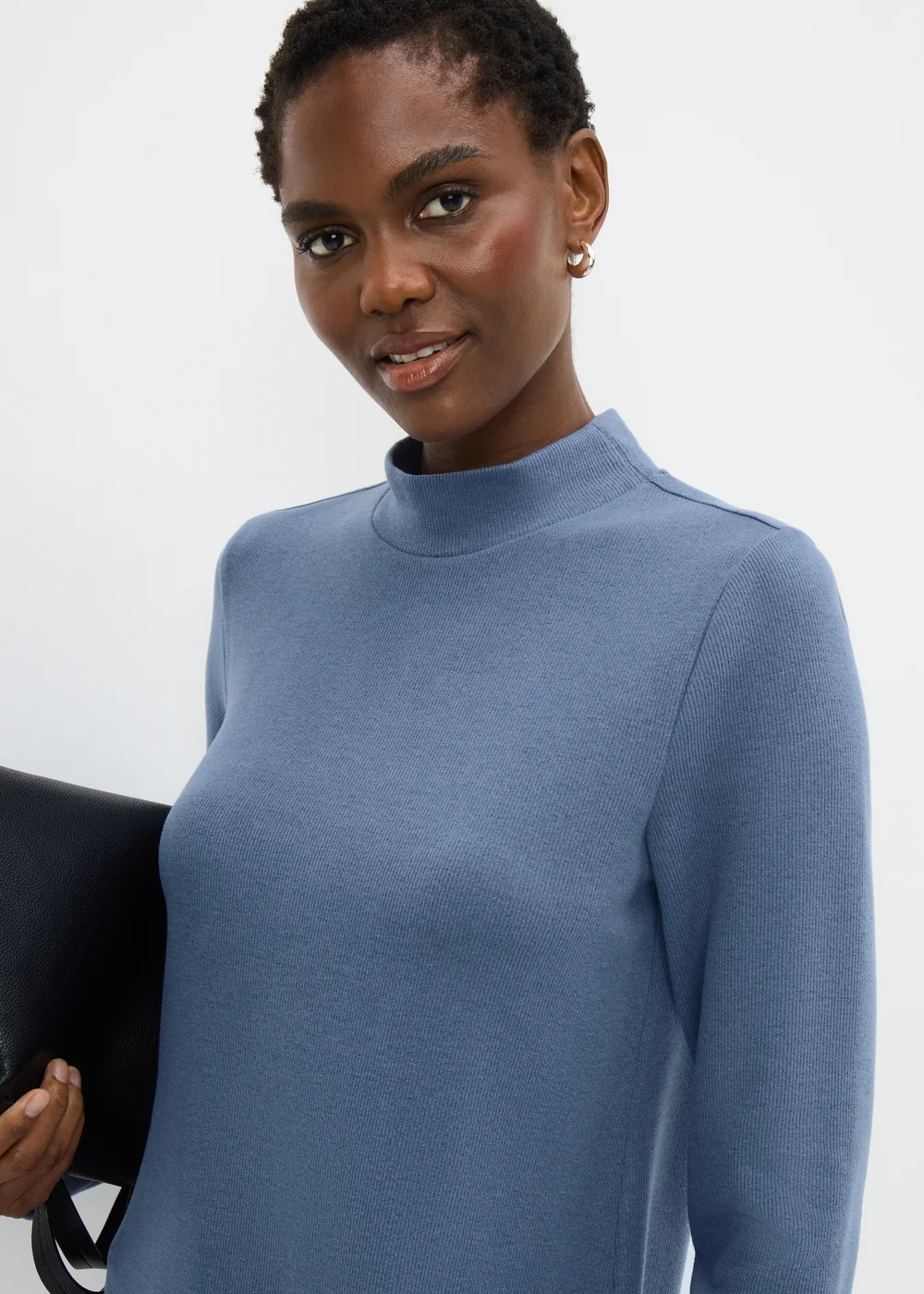 Blue High Neck Cosy Mini Dress - Size 24 Image 2