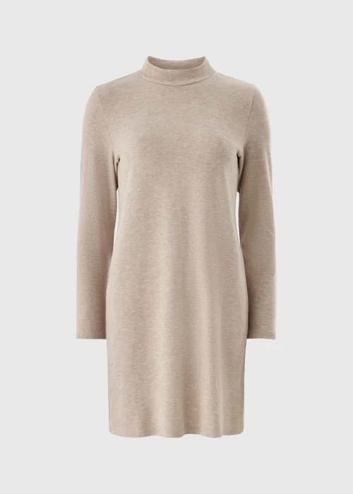 Taupe High Neck Cosy Mini Dress - Size 18 Image 3
