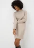 Taupe High Neck Cosy Mini Dress - Size 18 Image 1