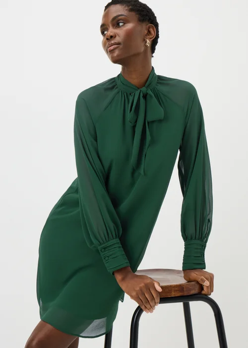 Green Tie Neck Mini Dress - 26 Image 1