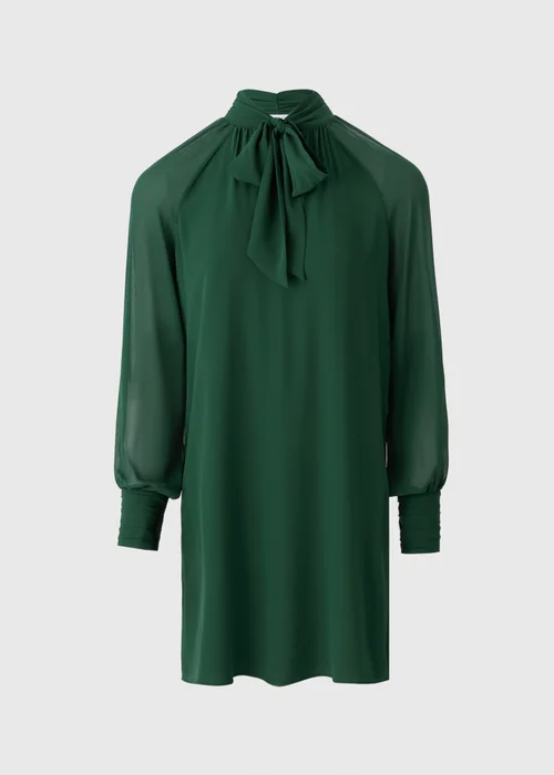 Green Tie Neck Mini Dress - 26 Image 2