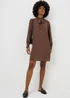 Brown Tie Neck Mini Dress - Size 24 Image 1