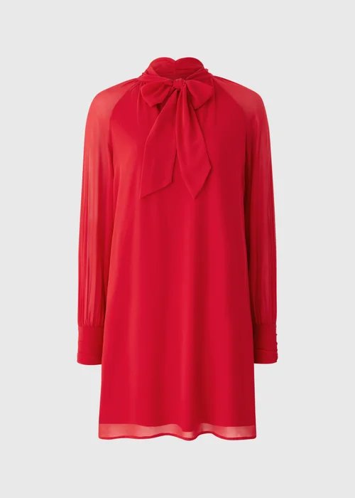 Red Tie Neck Mini Dress - Size 22 Image 4