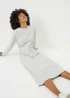 Grey Cosy Rib Belted Midi Dress - Size 26 Image 3