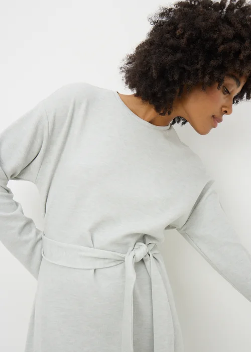 Grey Cosy Rib Belted Midi Dress - Size 26 Image 2