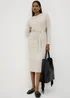 Cream Belted Cosy Midi Dress - Size 26 Image 1