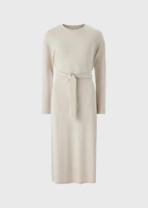 Cream Belted Cosy Midi Dress - Size 26 Image 4
