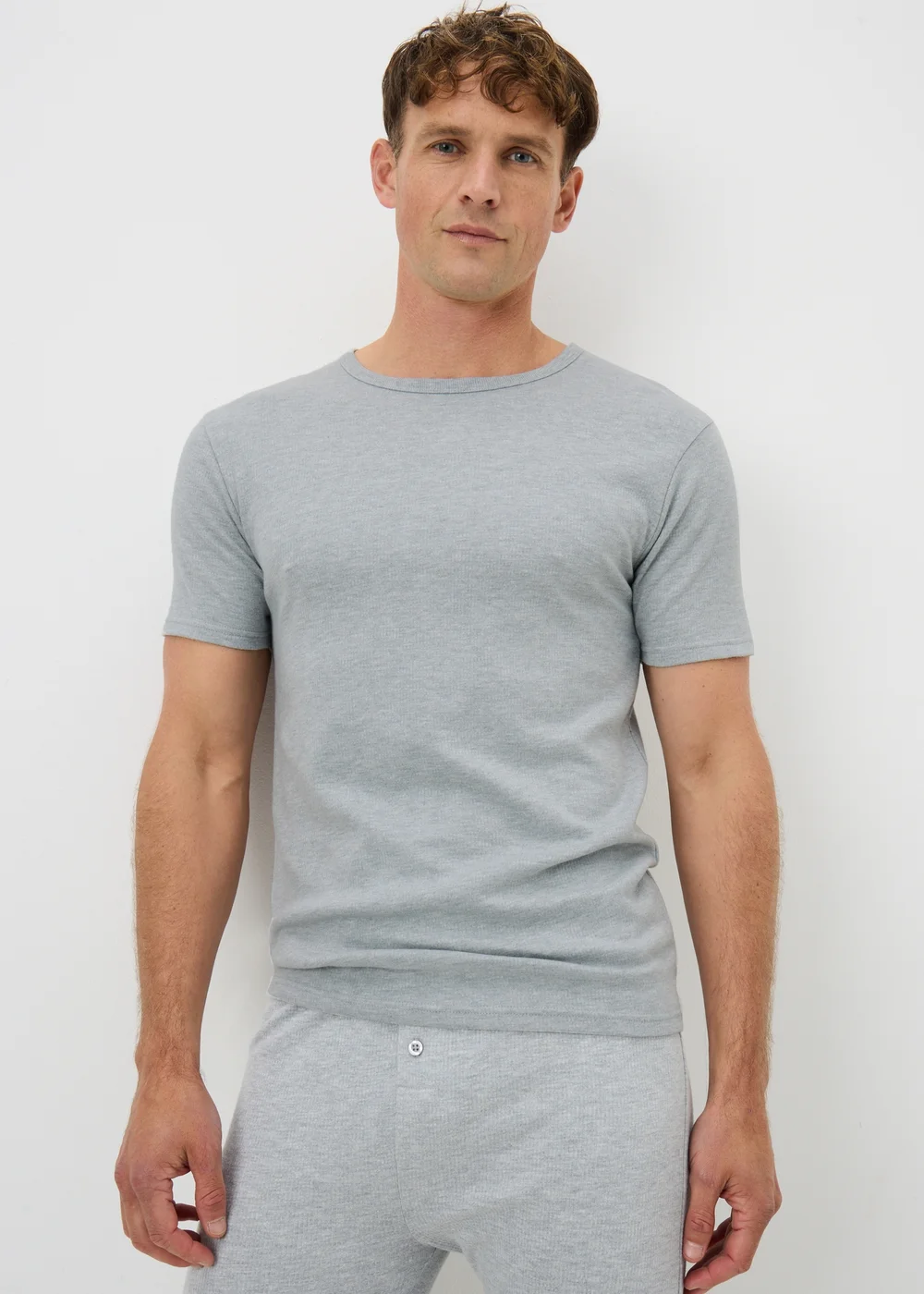 Grey Medium Thermal Short Sleeve T-Shirt - Small Image 1
