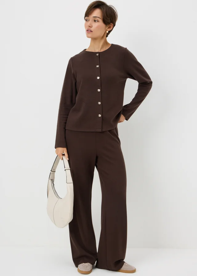 Chocolate Brown Long Sleeve Button-Thru Co Ord Cardigan