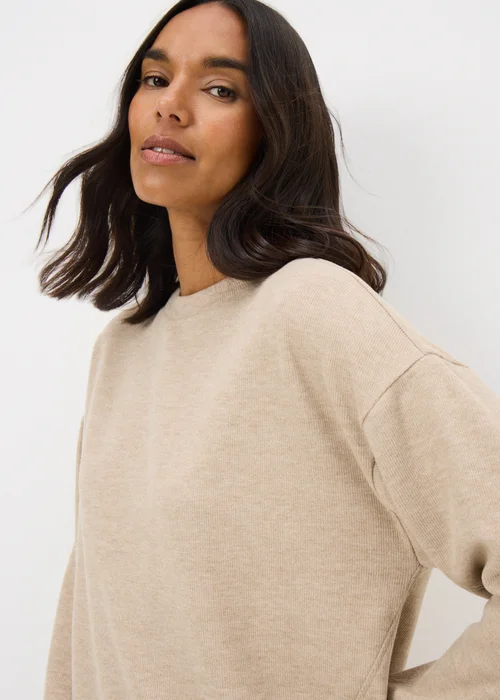 Beige Soft Touch Drop Shoulder Co Ord Top - Small Image 2