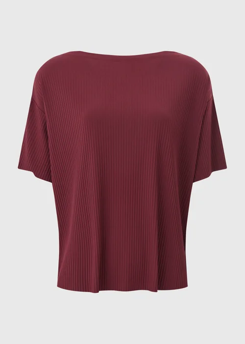 Burgundy Drop Shoulder Plisse Co Ord Top - Extra Large Image 3