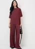 Burgundy Drop Shoulder Plisse Co Ord Top - Extra Large Image 1