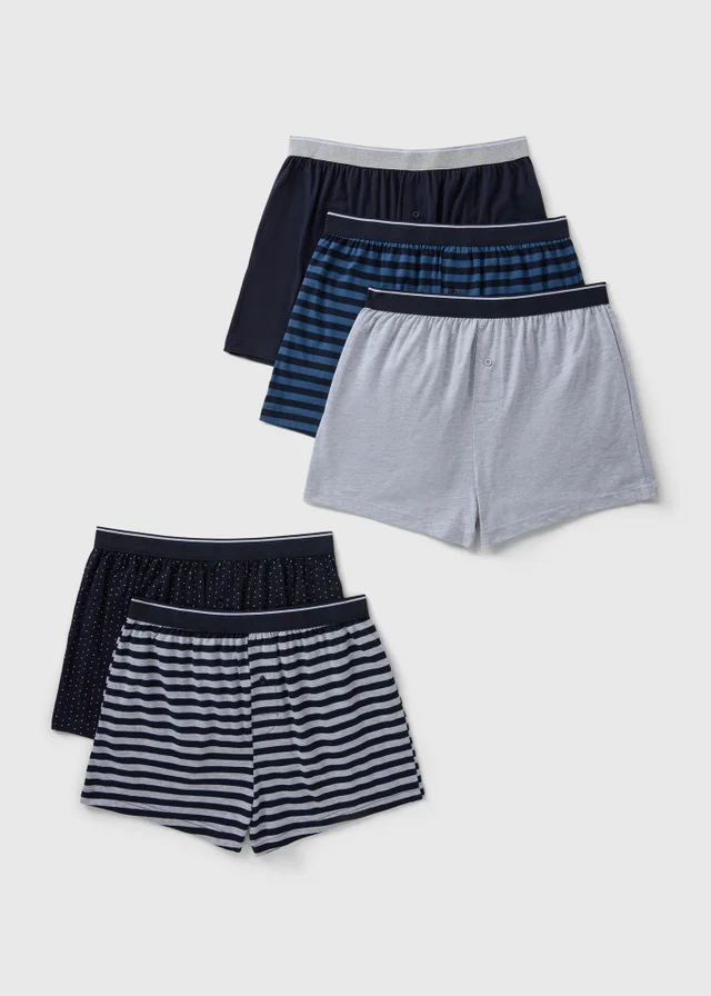 5 Pack Navy Loosefit Striped Boxers