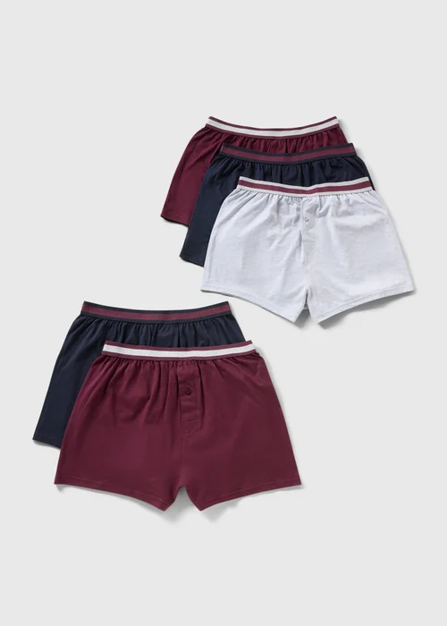 5 Pack Burgundy Striped Boxers - XXXL Image 1