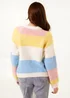 Blue Vanilla Multi Colourful Striped Cardigan With Flower Buttons - Small/Medium Image 2