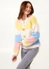 Blue Vanilla Multi Colourful Striped Cardigan With Flower Buttons - Small/Medium Image 1
