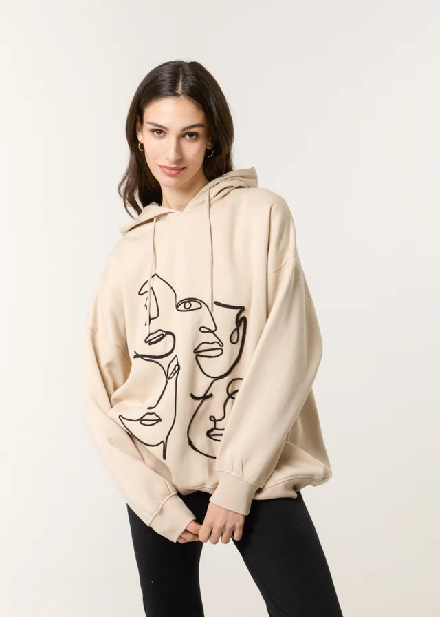 Blue Vanilla Stone Face Art Hoodie