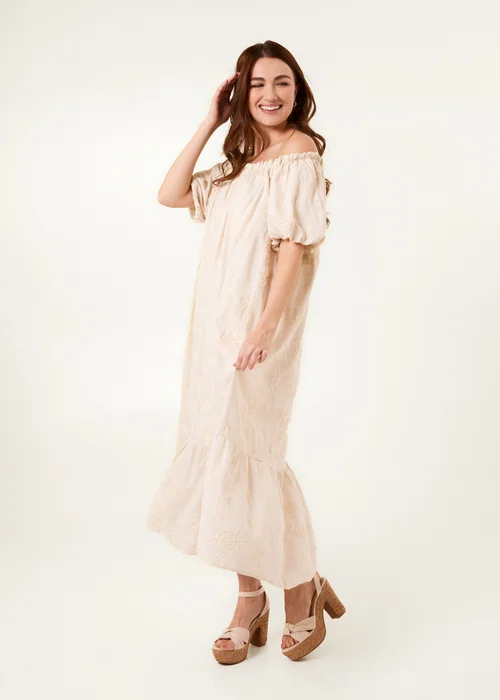 Blue Vanilla Linen Off-Shoulder Bardot Ruffle Dress - One Size Image 1