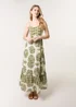 Blue Vanilla Khaki Abstract Strappy Button Front Maxi Dress - S Image 2