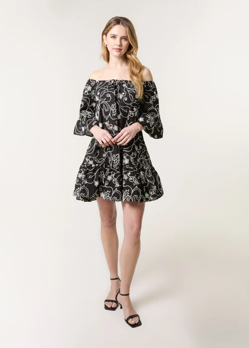 Blue Vanilla Black Embroidered Smock Dress - M/L Image 2