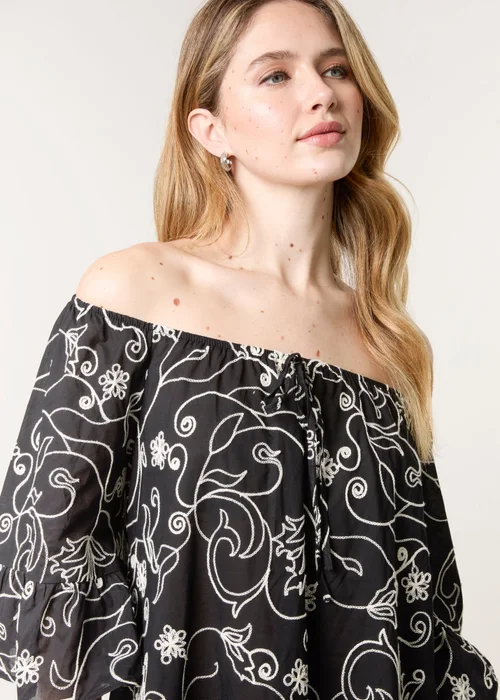 Blue Vanilla Black Embroidered Smock Dress - M/L Image 3