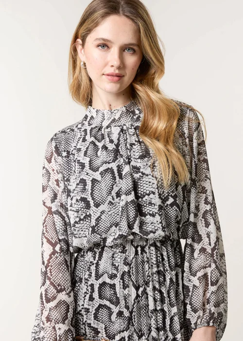 Blue Vanilla Black Snakeskin High Neck Pleat Dress - S Image 4