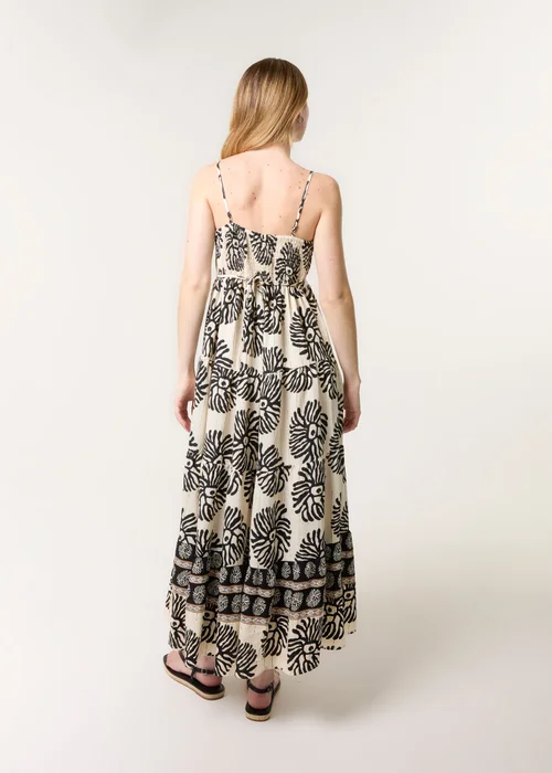 Blue Vanilla Black Abstract Strappy Button Front Maxi Dress - S Image 3