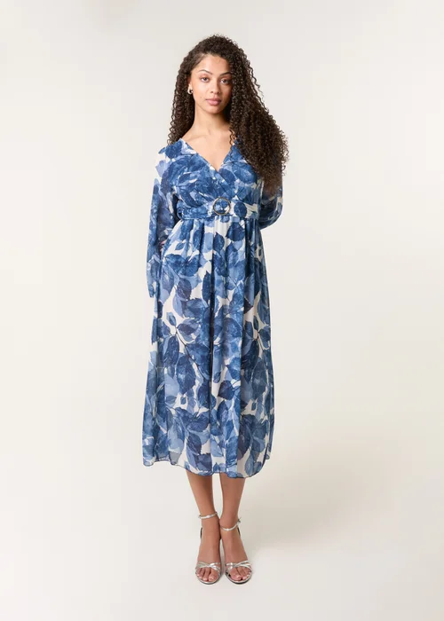 Blue Vanilla Navy Ring Belt Print Dress - M Image 3