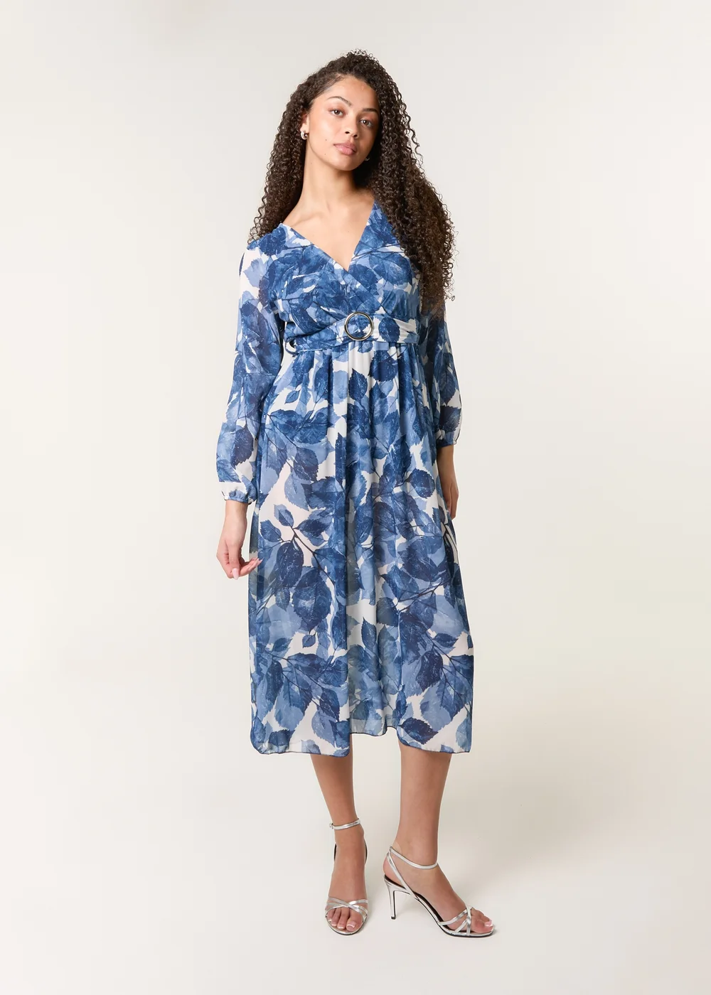 Blue Vanilla Navy Ring Belt Print Dress - M Image 1