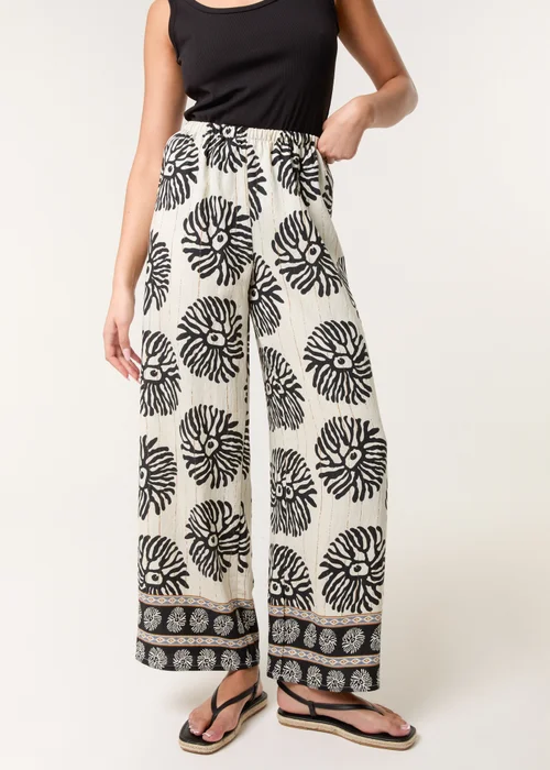 Blue Vanilla Khaki Printed Elasticated Trousers - L/XL Image 2