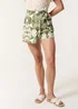 Blue Vanilla Khaki Geometric Print Wrap Belted Shorts - S Image 2
