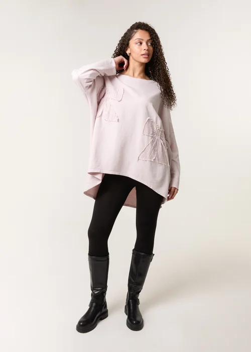 Blue Vanilla Pink Lace Bow Sweat Top - One Size Image 3