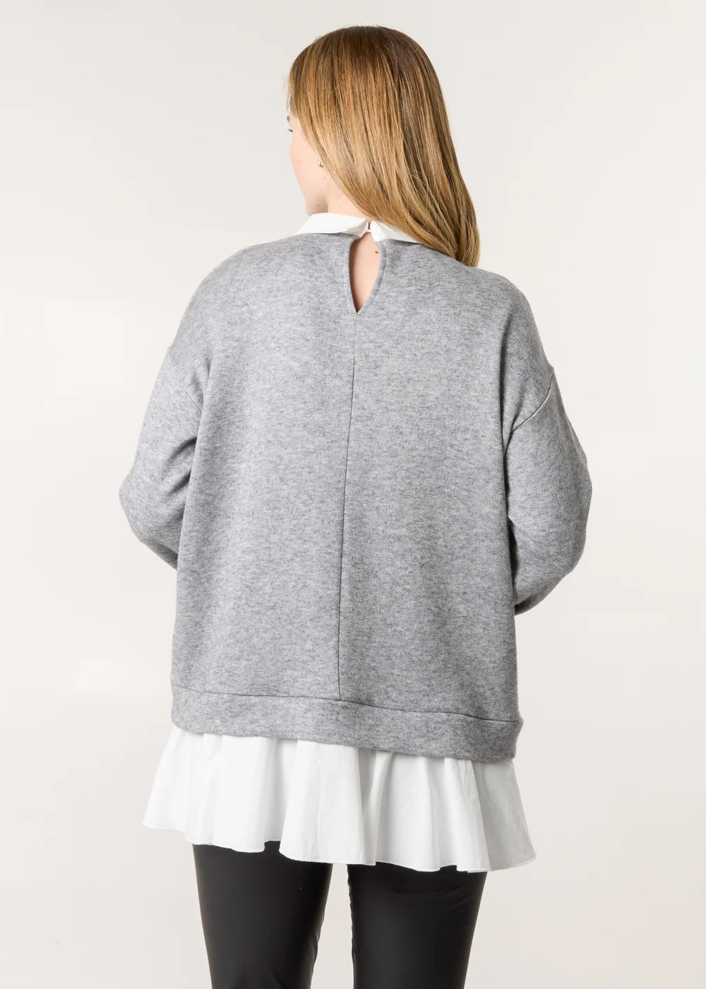 Blue Vanilla Light Grey 2in1 Cut & Sew Sweater - S/M Image 3
