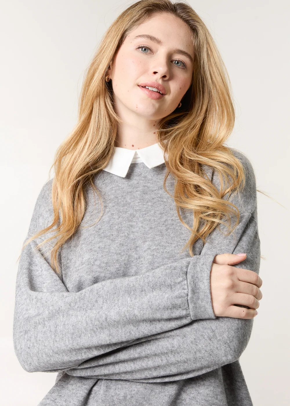 Blue Vanilla Light Grey 2in1 Cut & Sew Sweater - S/M Image 4
