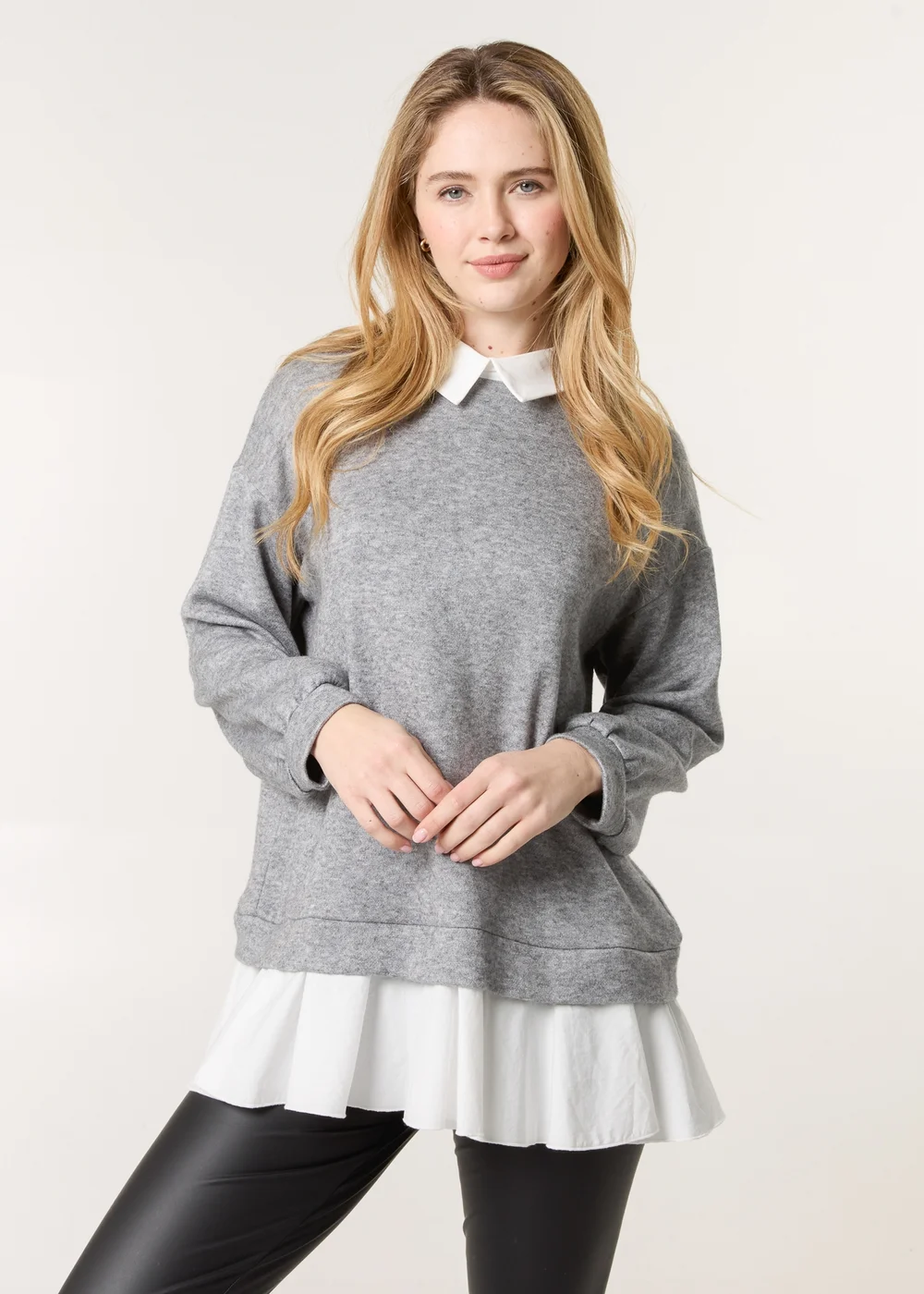 Blue Vanilla Light Grey 2in1 Cut & Sew Sweater - Medium/Large Image 1