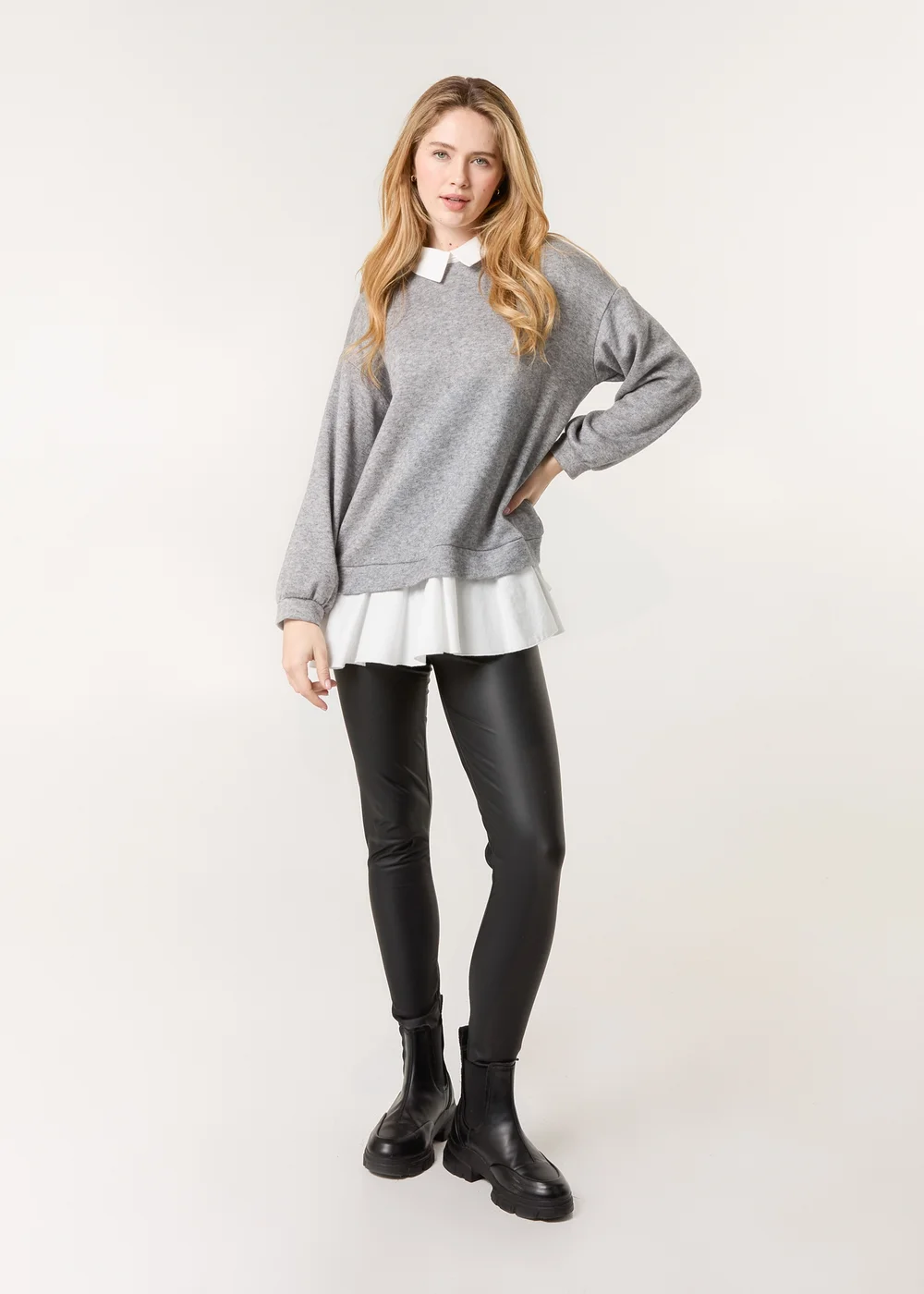 Blue Vanilla Light Grey 2in1 Cut & Sew Sweater - Medium/Large Image 2