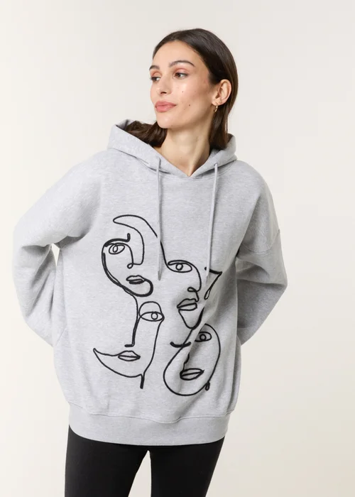 Blue Vanilla Grey Face Art Hoodie - One Size Image 1