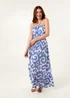 Blue Vanilla Light Blue Bandeau Printed Shirred Waist Maxi Dress - S Image 1
