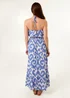 Blue Vanilla Light Blue Bandeau Printed Shirred Waist Maxi Dress - S Image 3