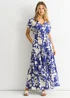 Gini London Blue Floral Elastic Waist Maxi Dress - Size 10 Image 1